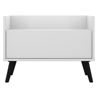 Mesa de Cabeceira 60cm com Pés Retrô Branca preta