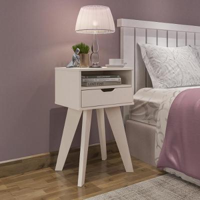 Mesa Lateral Retrô Com Gaveta Multimóveis Cr45135 Off White Off White