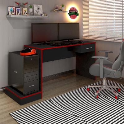 Mesa Gamer Com 1 Gaveta E Suporte De Cpu Multimóveis Cr25205 Preta/Vermelha Preto/Vermelho