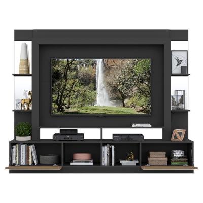 Rack C/ Painel Suporte Tv 65´´ C/ Espelho Preto/Madeirado