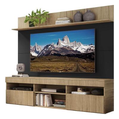 Rack Com Painel E Suporte Tv 65" Madri Multimóveis V3366 Rustic/Preto/Rustic Rustic/Preto/Rustic