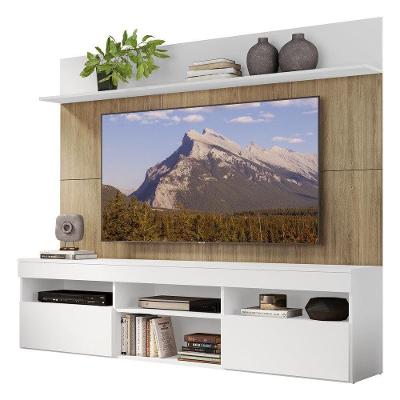 Rack Com Painel E Suporte Tv 65" Madri Multimóveis V3366 Branco/Rustic/Branco Branco/Rustic/Branco