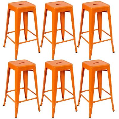 Kit 6 Banquetas Altas Iron Tolix 76 Cm Laranja Laranja