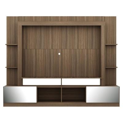 Rack com Painel Tv 65 Portas com Espelho Oslo Madeirado Fumê