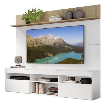 Rack Com Painel E Suporte Tv 65" Madri Multimóveis V3366 Rustic/Branco Rustic/Branco