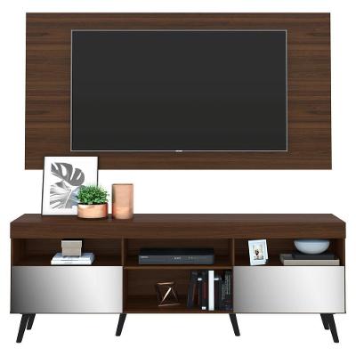 Rack Com Painel Tv 65" Retrô Com Espelho Flórida Multimóveis V3138 Duna/Preto Duna/Preto
