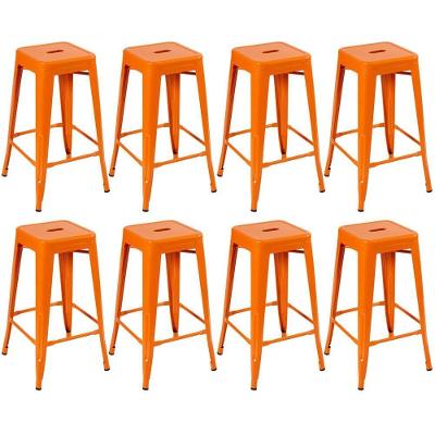 Kit 8 Banquetas Altas Iron Tolix 76 Cm Laranja Laranja
