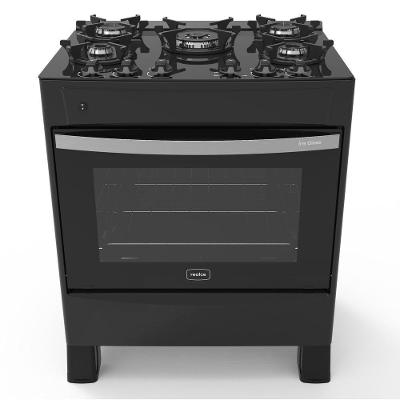 Fogão 5 Bocas A Gás Acendimento Automático Realce Glass Bivolt Cr212 Preto Preto 127/220