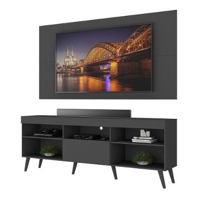 Rack Com Painel Tv 65" Retrô Flórida Up Multimóveis V1042 Preto Preto