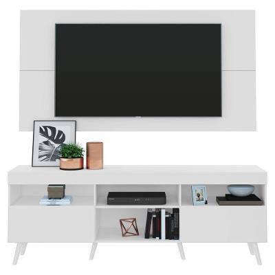 Rack Com Painel Tv 65" Retrô Flórida Multimóveis V3133 Branco Branco