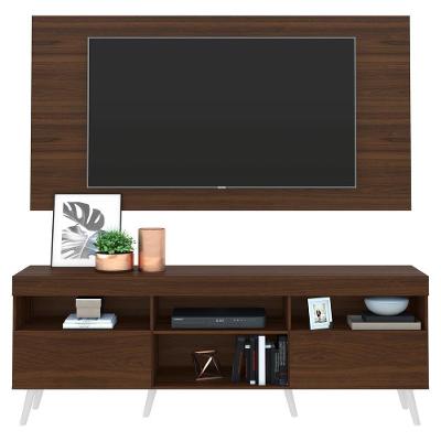 Rack Com Painel Tv 65" Retrô Flórida Multimóveis V3133 Duna/Branco Duna/Branco