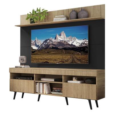 Rack Retrô Com Painel E Suporte Tv 65" Madri Multimóveis V3374 Rustic/preto Rustic/preto