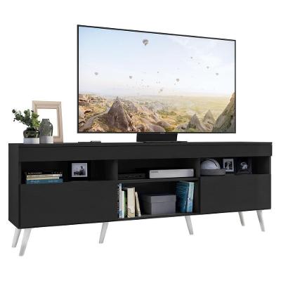Rack Tv 65" Retrô 2 Portas Paris Multimóveis V3327 Preto/Branco Preto/Branco