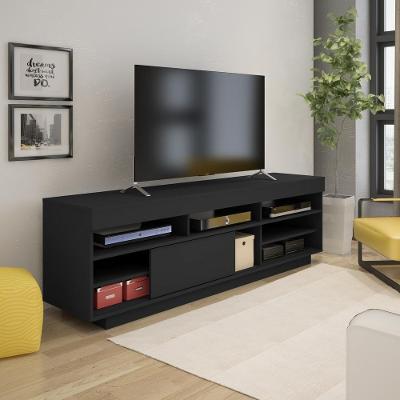 Rack Tv 75" 1 Porta De Correr Multimóveis Cr45177 Preto Preto