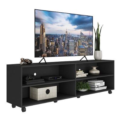 Rack Tv 75" Com Rodízios Jazz Multimóveis V1015 Preto Preto