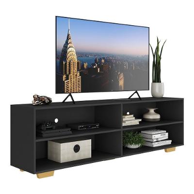 Rack Tv 75" Com Pés Jazz Multimóveis V1018 Preto/natural Preto/natural