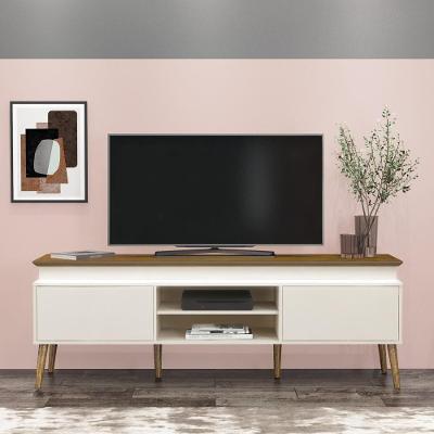 Rack Tv 75" Retrô Com Led Multimóveis Cr45172 Pinho/Off White Pinho/Off White