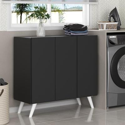 Armário Lavanderia 90cm Mp5033 Preto/Branco