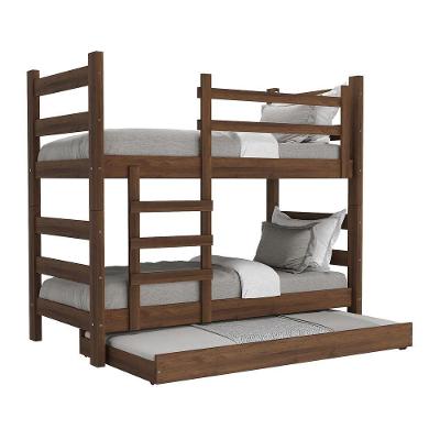 Treliche Madeira Maciça Vira 2 Camas p/ Colchão 78/88 X 188cm Dubai Multimóveis Cr35105 Imbuia