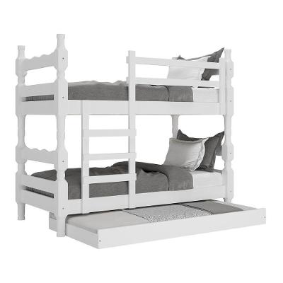 Treliche Madeira Maciça Vira 2 Camas p/ Colchão 78/88 X 188cm Porto Multimóveis Cr35106 Branco