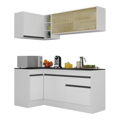 Armário De Cozinha Compacta De Canto Com Rodapé Veneza Multimóveis V2091 Branco/preto Branco/preto