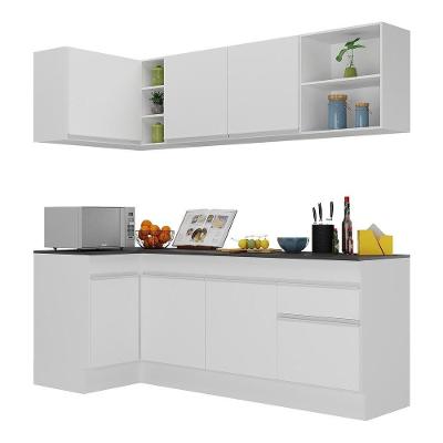 Armário De Cozinha Compacta De Canto Com Rodapé Veneza Multimóveis V2093 Branco Branco