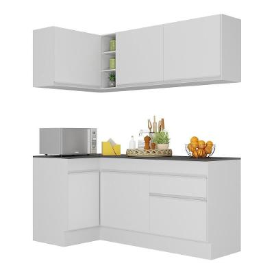 Armário De Cozinha Compacta De Canto Com Rodapé Veneza Multimóveis V2092 Branco Branco