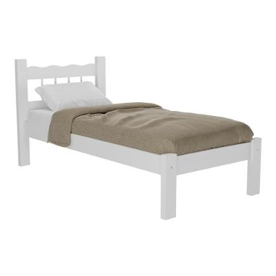 Cama Solteiro Madeira Maciça Para Colchão 78/88 X 188Cm Madri Multimóveis Vcr4141 Branco Branco