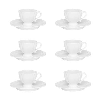 Conjunto De Xícara De Café Com Pires 06 Peças Soleil White