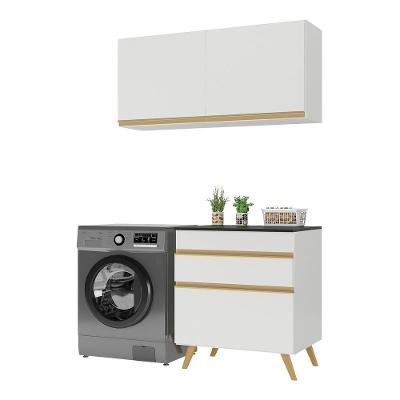 Conjunto Lavanderia Multiuso Armário E Balcão Multimóveis Branco