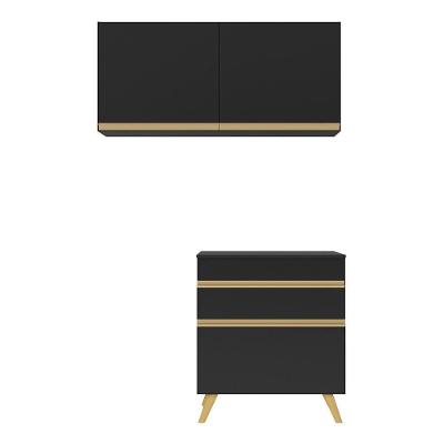 Conjunto Lavanderia Multiuso Armário E Balcão Multimóveis Preto