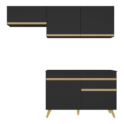 Conjunto Lavanderia Multiuso Armário E Balcão Multimóveis Preto