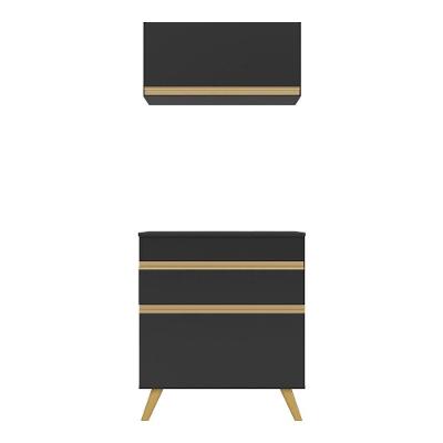Conjunto Lavanderia Multiuso Armário E Balcão Multimóveis Preto