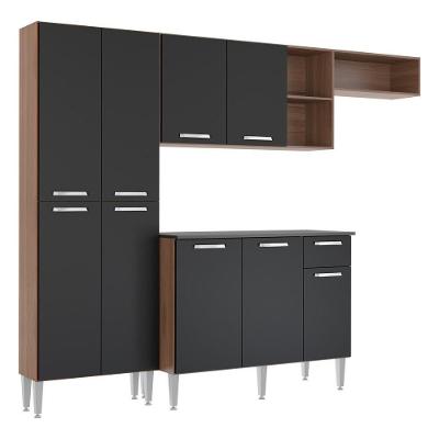 Cozinha Compacta Multimóveis Pequim Fg2933 Com Armário E Balcão Carvalho Avelã/preta