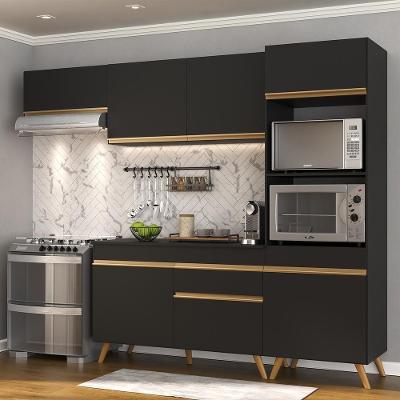 Cozinha Compacta Multimóveis Veneza Gb Fg3690 Com Armário E Balcão Preta