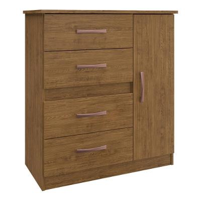 Cômoda 4 Gavetas 1 Porta Luíza Multimóveis Vcr4157 Nogueira Nogueira