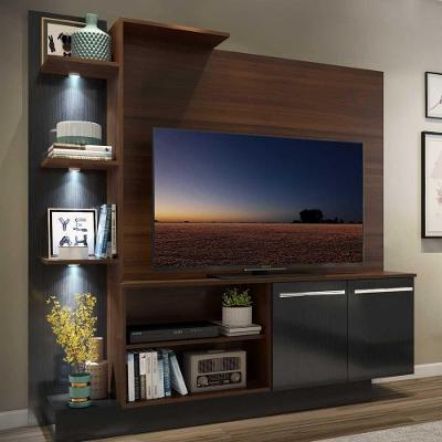 Estante Com 3 Leds Para Tv Até 55´´ Dallas Fg3399 Madeirada/preta