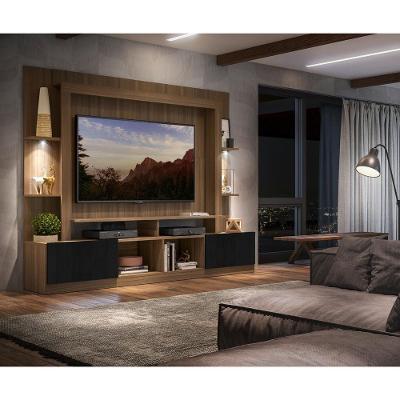 Estante Com Leds Para Tv Até 65´´ Berlim Fg3392 Madeirada/preta
