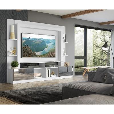 Estante Com Espelho Para Tv Até 65´´ Oslo Fg3390 Branca/madeirada