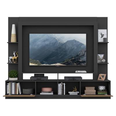Estante Com Espelho Para Tv Até 65´´ Oslo Fg3390 Preta/madeirada