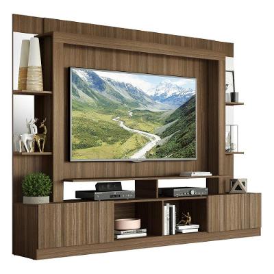 Estante Com Suporte Tv 65" Prateleiras C/ Espelho Oslo Multimóveis V3385 Madeirada Madeirado