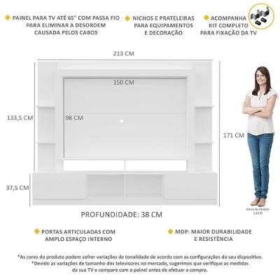 Estante Com Suporte Para Tv Até 65´´ Moscou Fg2747 Branca