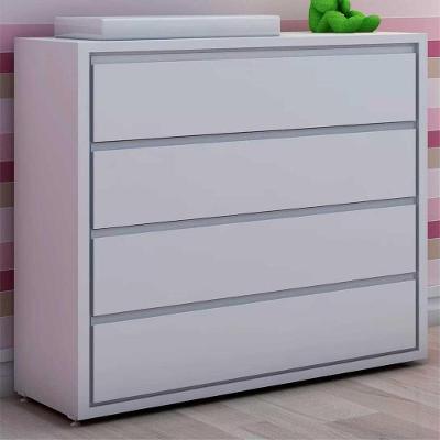 Cômoda Infantil 4 Gavetas Flex Cr40021 Branco Acetinado