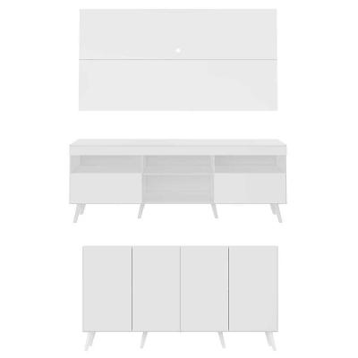 Conjunto Sala De Estar Rack Painel Tv 65´´ e Aparador Retrô