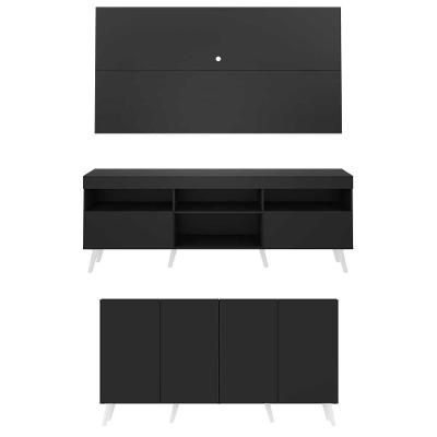 Conjunto Sala De Estar Rack Painel Tv 65 e Aparador Retrô