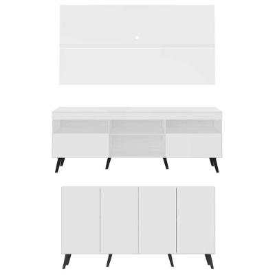 Conjunto Sala De Estar Rack Painel Tv 65 e Aparador Retrô