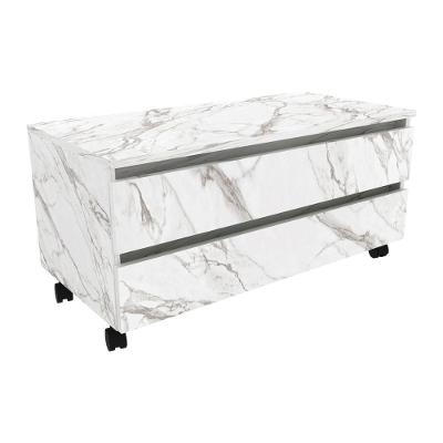 Gabinete Banheiro 2 Gavetas Com Rodízios 80Cm Multimóveis Vcr10083 Mármore Branco Mármore Branco