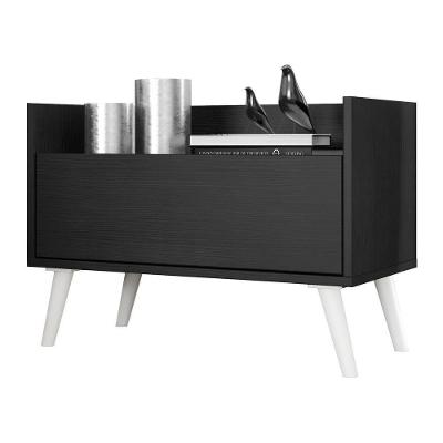 Mesa De Cabeceira 60Cm Retrô Multimóveis V3627 Preta/Branca Preto/Branco