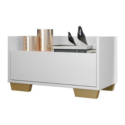 Mesa De Cabeceira 60Cm Multimóveis V3628 Branca/Natural Branco/Natural