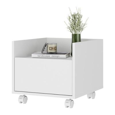 Mesa De Cabeceira 40Cm Com Rodízios Multimóveis V4042 Branca Branco